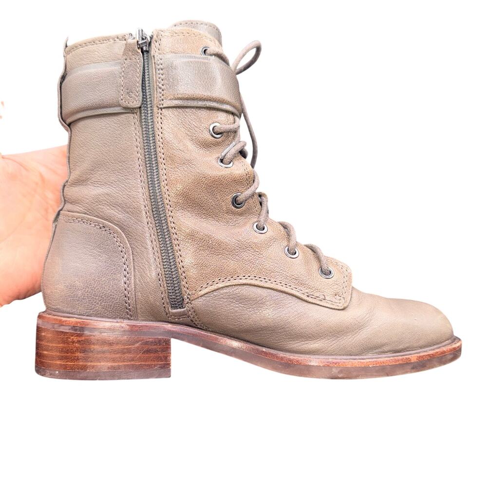 Louise et Cie Lo-Velka Combat Boots Gray Leather Lace Up Size 6.5 greige - Picture 10 of 15